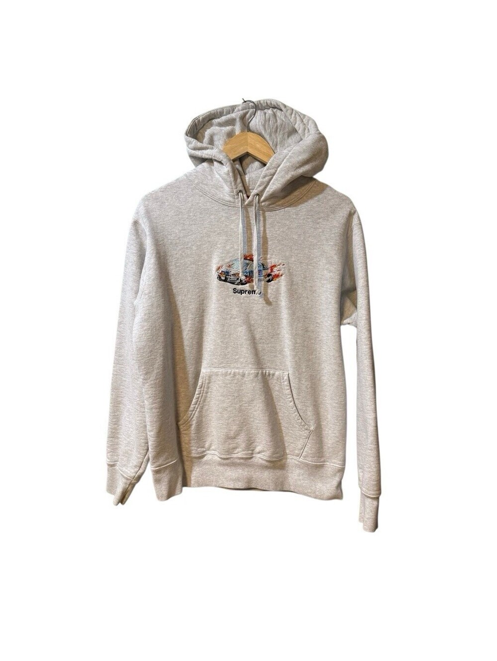 Supreme Cop Car Hooded Sweatshirt Sz Medium Ash/Heather Grey Slightly Used
